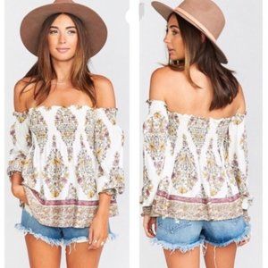 Show Me Your Mumu Raquel Smocked Paisley Top Small